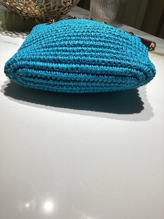 Kurt Geiger Turquoise Woven Chain-Handle Shoulder Bag NWOT - Picture 7 of 12